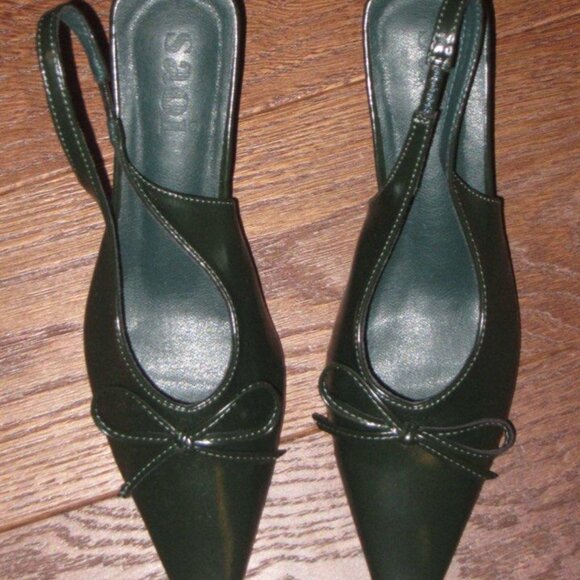Annie Slingback Heels in Fall Green - Picture 2 of 3